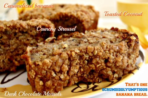 Scrumdiddlyumptious Caramelized Banana and Toasted Coconut Banana Bread 8--013014
